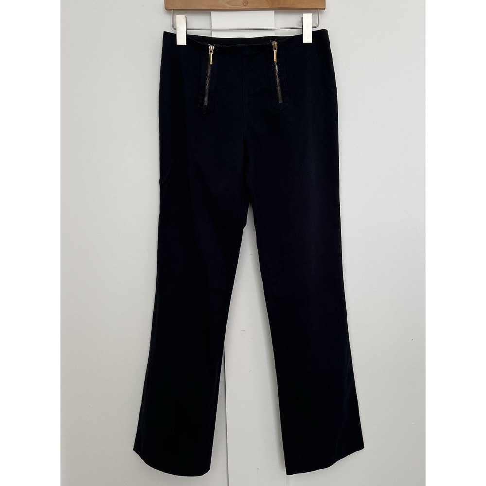 Vintage Lauren Ralph Lauren Black Pants Women 90s Cotton Zip Detail Straight Leg